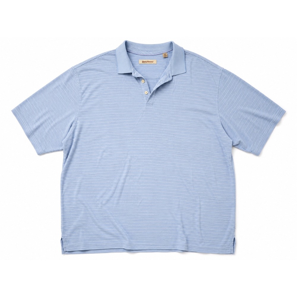 Tommy Bahama XXL Blue Stripe Performance Golf Polo Shirt Coastal Resort Casual